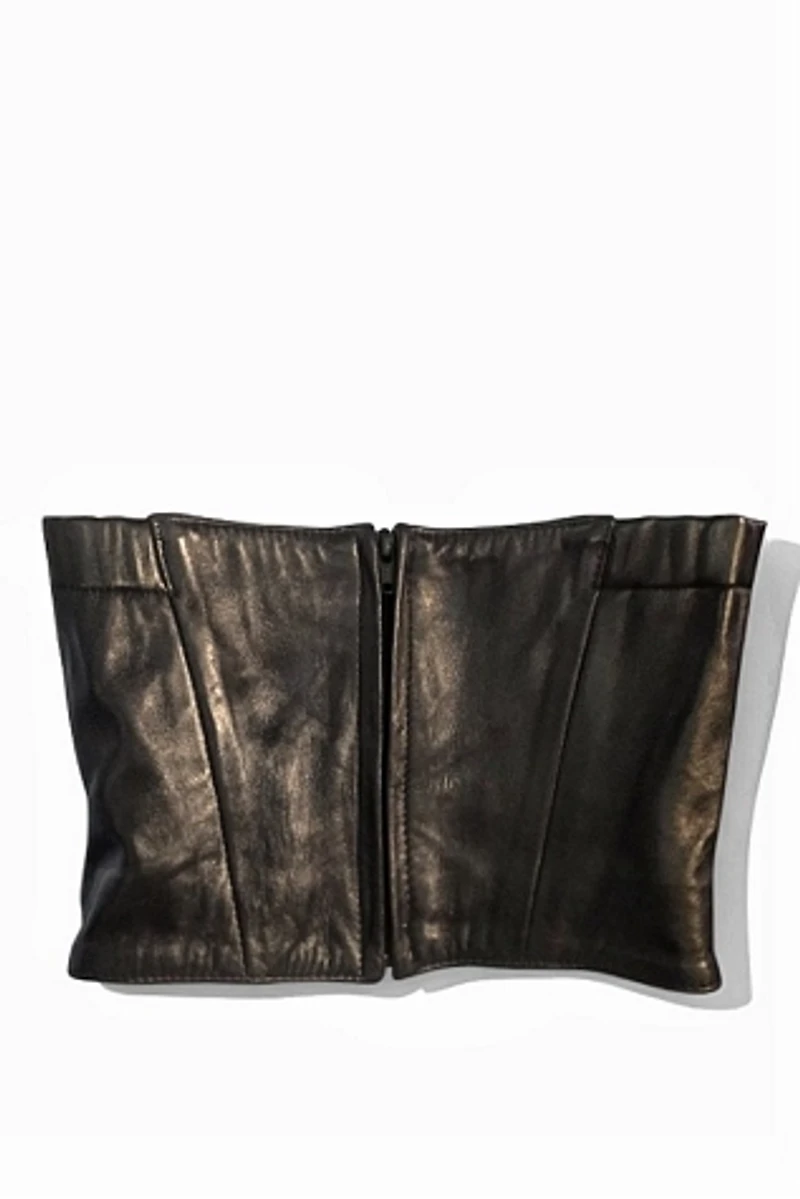 Michael Hoban 1980's Leather Bustier Selected by Garbage Soup