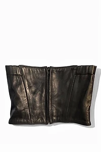 Michael Hoban 1980's Leather Bustier Selected by Garbage Soup