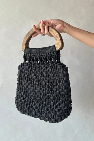 70's Black Macrame Handbag Selected by Wax Plant