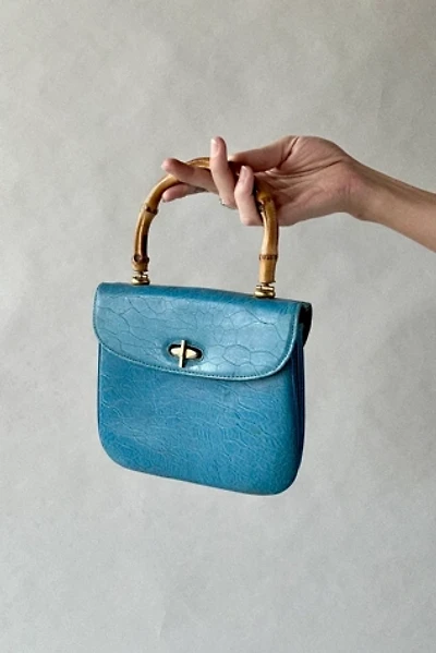 60's Blue Bamboo Handle Purse Selected by Wax Plant