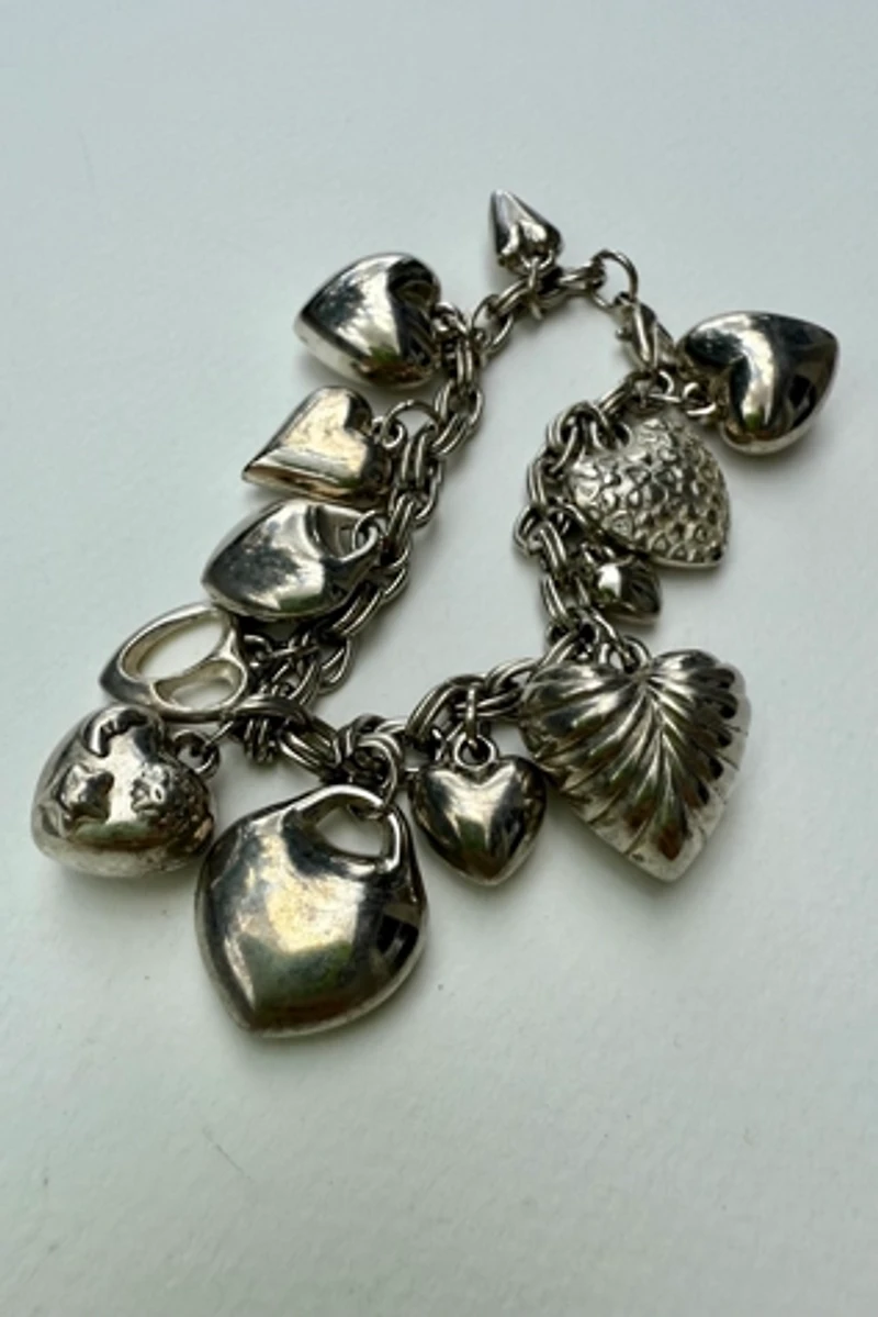 Sterling Silver Heart Charm Bracelet Selected by Wax Plant