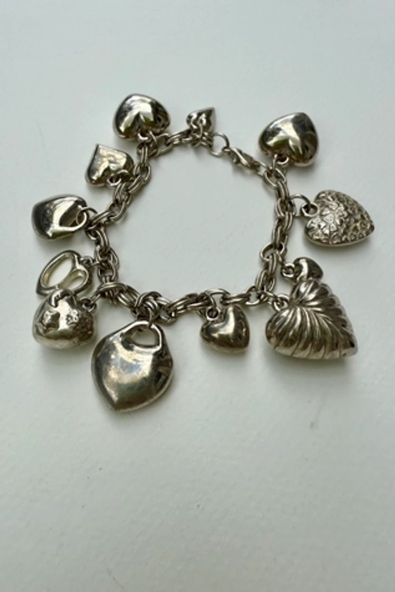 Sterling Silver Heart Charm Bracelet Selected by Wax Plant