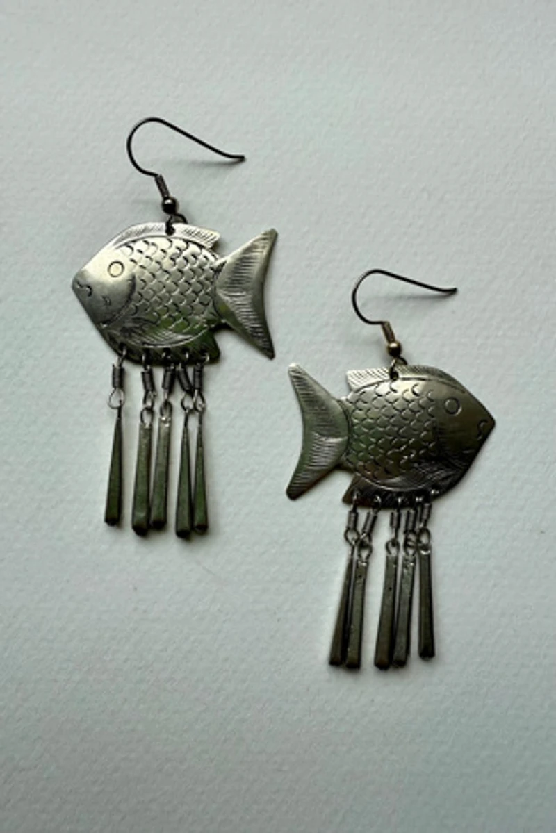 Sterling Silver Fish Earrings Selected by Wax Plant