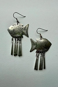 Sterling Silver Fish Earrings Selected by Wax Plant