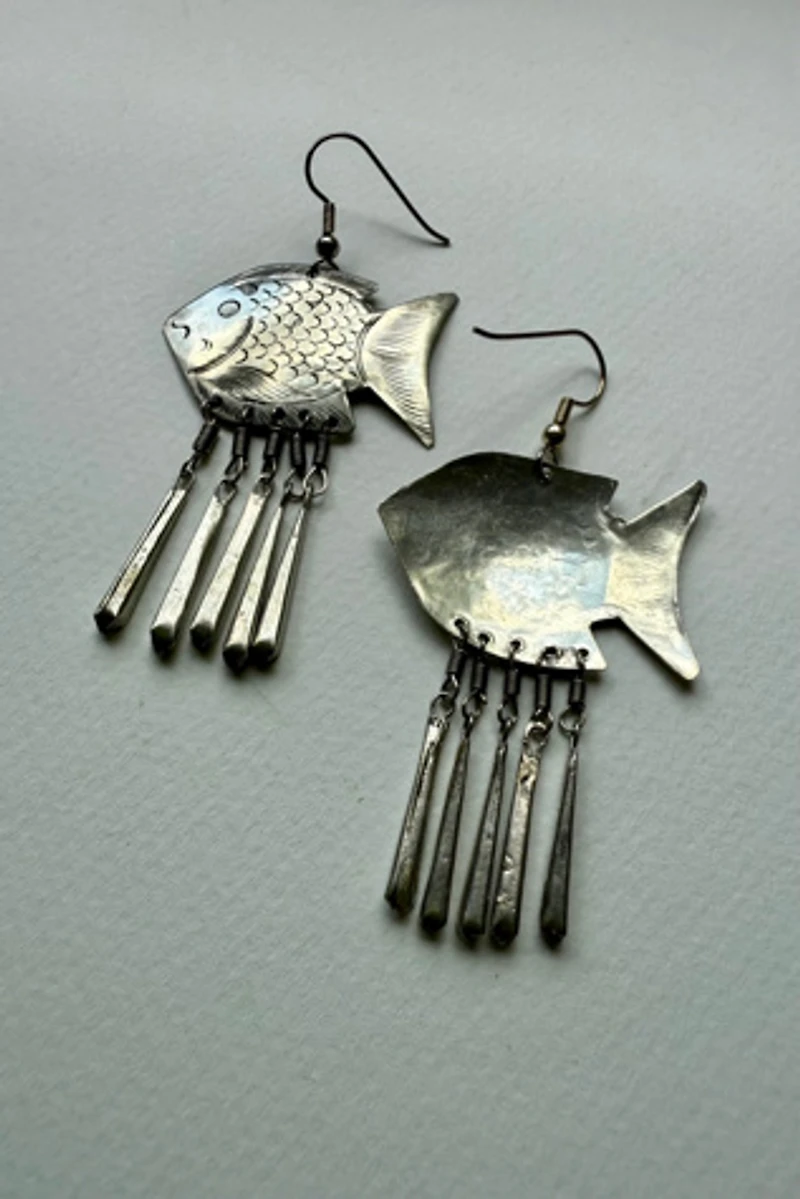 Sterling Silver Fish Earrings Selected by Wax Plant