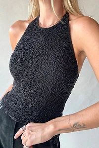 Black Beaded Halter Top Selected by Wax Plant