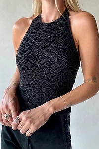 Black Beaded Halter Top Selected by Wax Plant