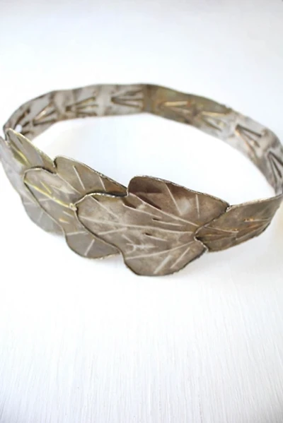 1970s Hammered Silver Brass Statement Belt Selected By Moons + Junes Vintage
