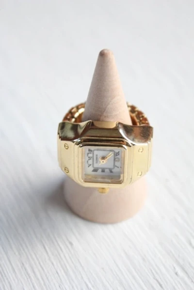 Vintage Gold Tone Quartz Watch Statement Ring Selected By Moons + Junes Vintage
