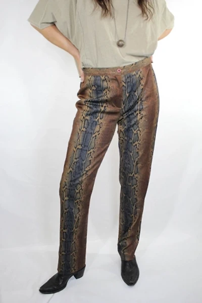 1990s Snake Print Satiny Low-Rise Pants Selected By Moons + Junes Vintage