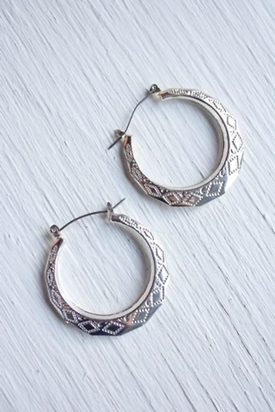 Vintage Silver Western Stamped Hoop Earrings Selected By Moons + Junes Vintage