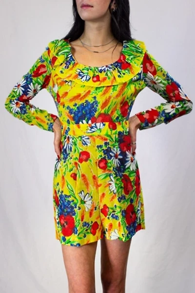 Vintage Yellow Floral Romper Selected by Black Shag Vintage