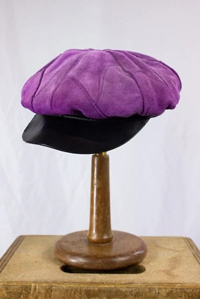 Vintage 70s Purple Suede Biker Hat Selected by Black Shag Vintage