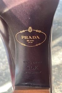 Prada Brown Leather Loafer Heels Size 36.5 Selected by The Curatorial Dept.