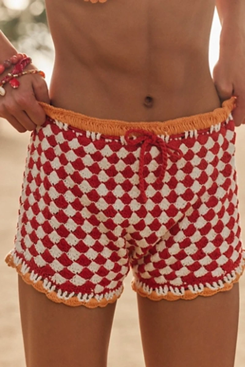 It's Now Cool The Printed Crochet Boyshort Bikini Bottoms