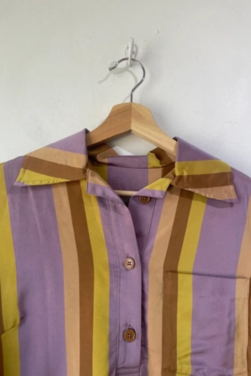 Dries van Noten Lavender Yellow Striped Shirt Selected by The Curatorial Dept.