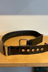 Yves Saint Laurent Black Patent Leather Belt Selected by The Curatorial Dept.