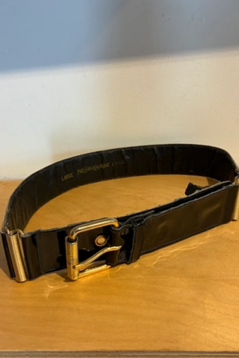 Yves Saint Laurent Black Patent Leather Belt Selected by The Curatorial Dept.