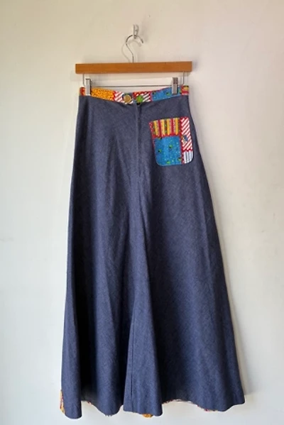 Vintage Blue Chambray Patchwork Maxi Skirt Selected by The Curatorial Dept.