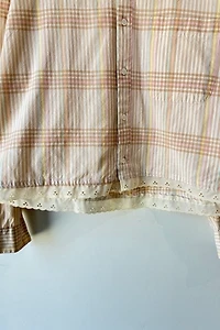 Bravo Lace Trimmed Brown Pastel Plaid Shirt Selected by The Curatorial Dept.