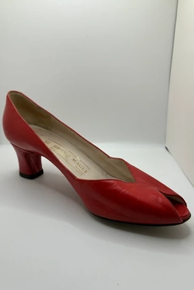 Vintage Bruno Magli Red Leather Pumps Selected by The Curatorial Dept.