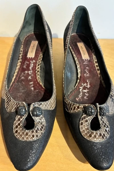 Vintage Marc Jacobs Snakeskin Trim Kitten Heels Selected by The Curatorial Dept.