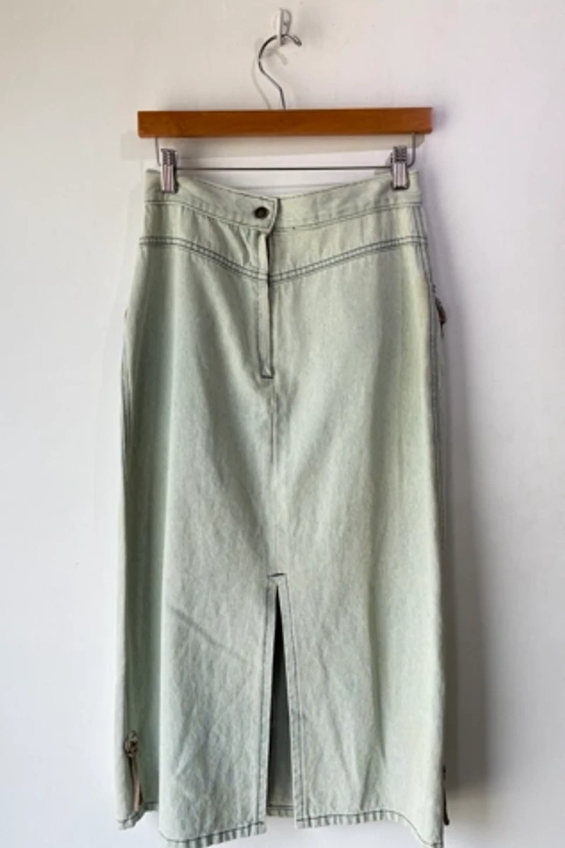 Good Light Wash Denim Western Skirt Selected by The Curatorial Dept.