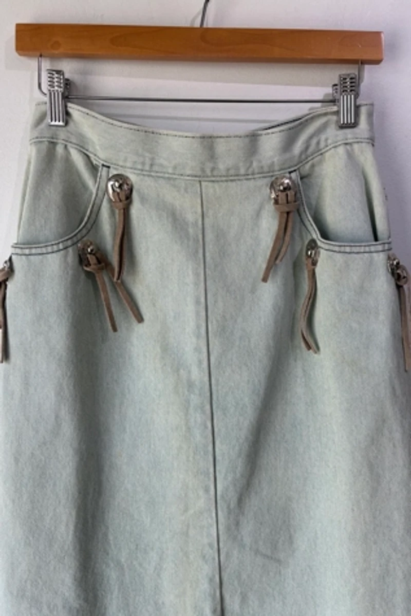 Good Light Wash Denim Western Skirt Selected by The Curatorial Dept.