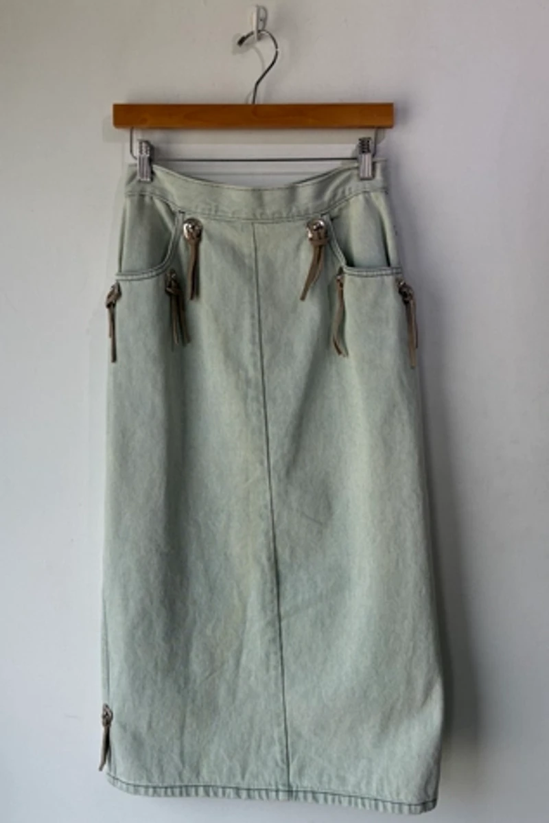 Good Light Wash Denim Western Skirt Selected by The Curatorial Dept.