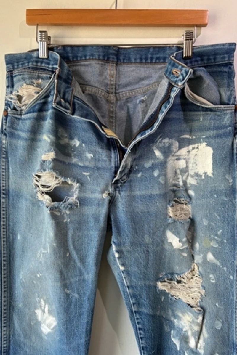 Wrangler Distressed and Paint Splattered Jeans Selected by The Curatorial Dept.