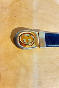 Gucci Black and Cognac Swivel Logo Buckle Belt Selected by The Curatorial Dept.