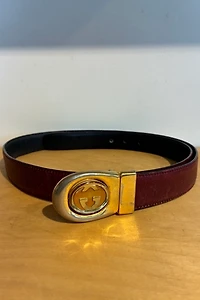 Gucci Black and Cognac Swivel Logo Buckle Belt Selected by The Curatorial Dept.
