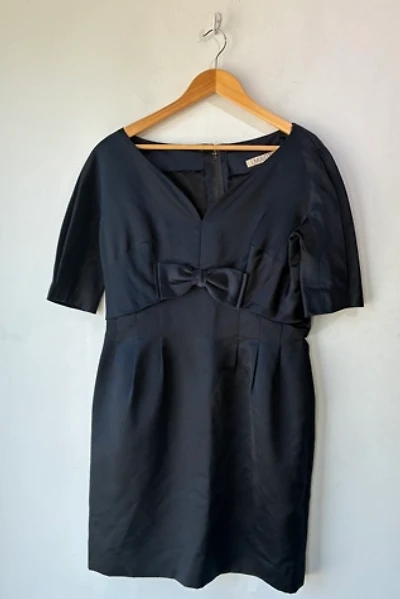 Vintage I. Magnin Navy Bow Dress Selected by The Curatorial Dept.