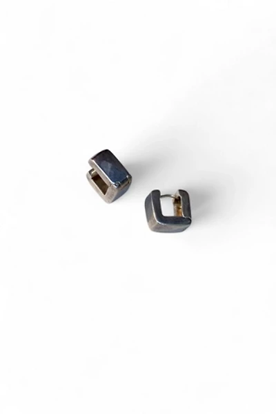 Vintage Sterling Silver Modernist Square Huggie Hoop Earrings Selected by SharpLilTeeth