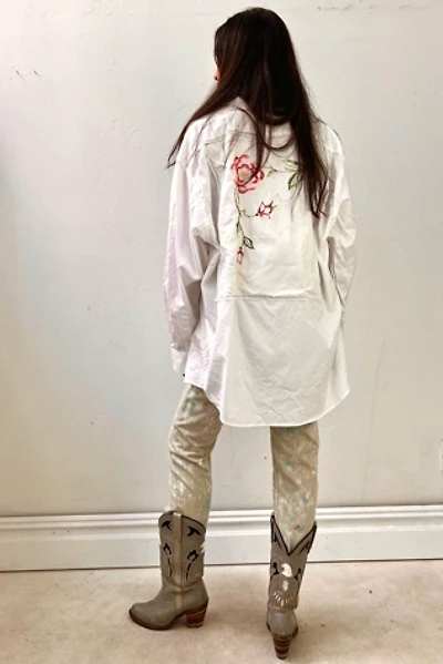 Anna Corinna Reworked Vintage Embroidered Rose Button Down