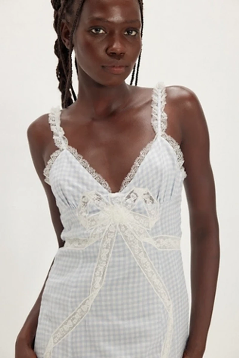 For Love & Lemons Bluebell Gingham Midi Dress