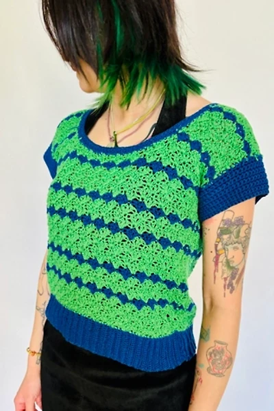 Vintage Hand Crochet Striped Sweater