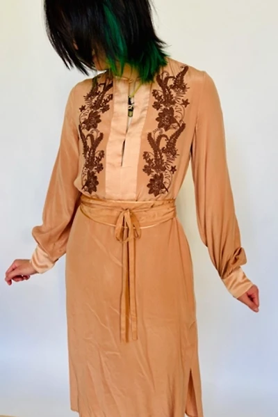 Vintage Silk Embroidered Tunic Dress with Obi Sash Selected by Atlantic Vintage