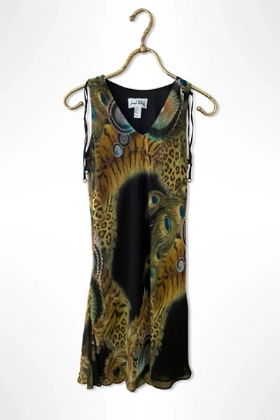1990s Peacock Print Slip Dress Selected By Ritual Vintage