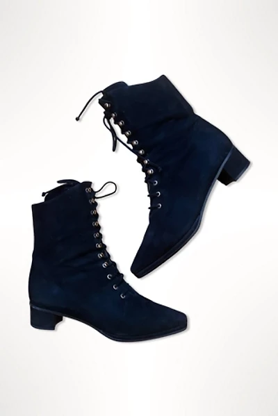 1990s Black Suede Lace Up Ankle Boots Selected By Ritual Vintage
