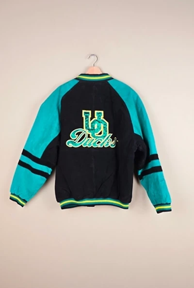 Vintage 90s University of Oregon UO Ducks Suede Leather Jacket Selected by The Igala NYC