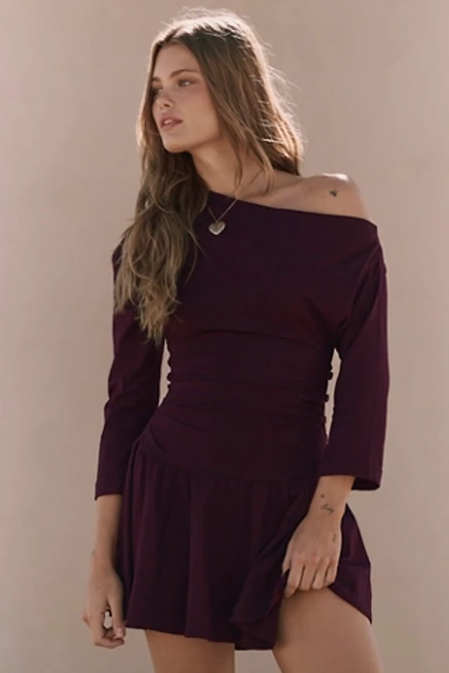 Kiss The Sky Eden Textured Check Drop Waist Mini Dress | Pacific City