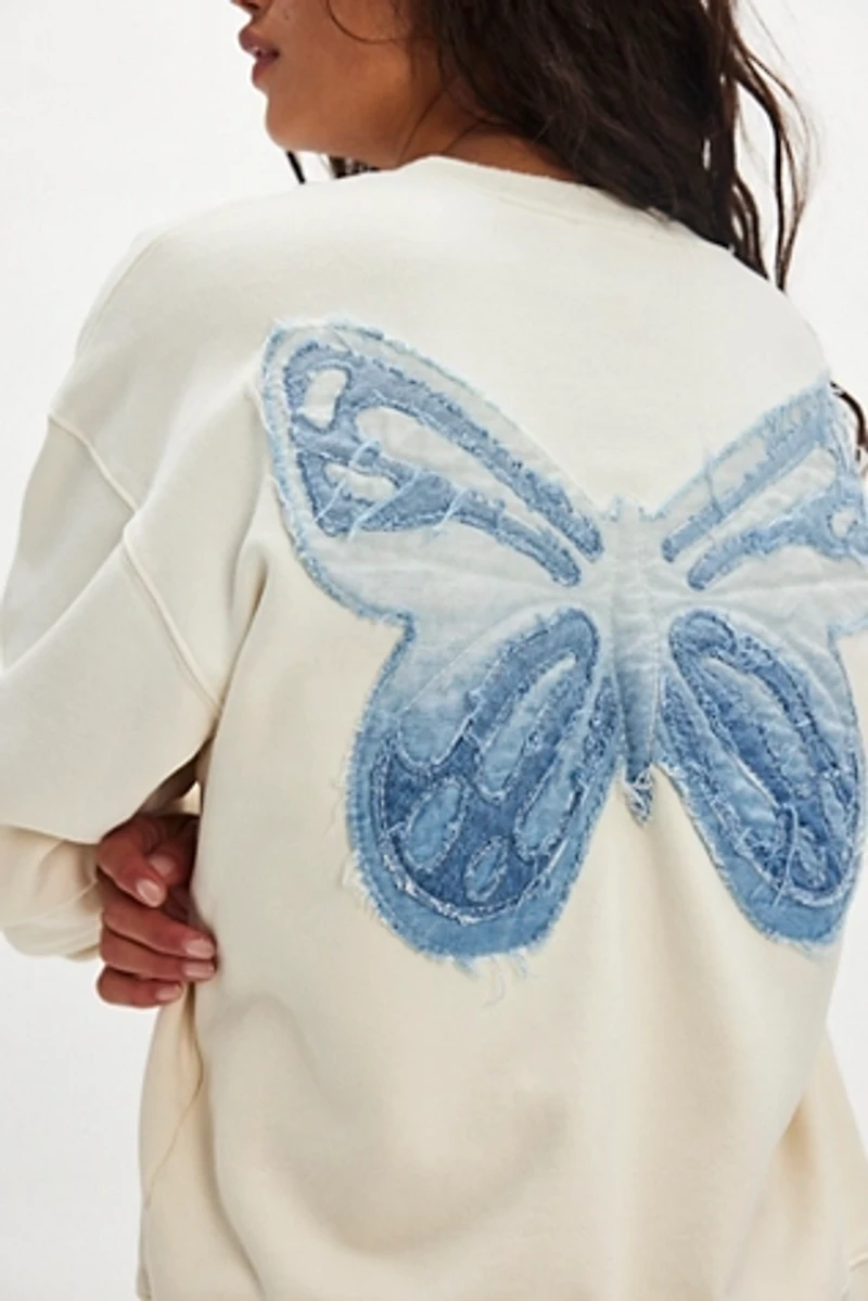 Tricia Fix Indigo Butterfly Crewneck