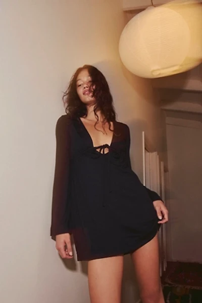 Good Feels Long-Sleeve Plunge Mini Dress