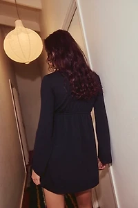 Good Feels Long-Sleeve Plunge Mini Dress
