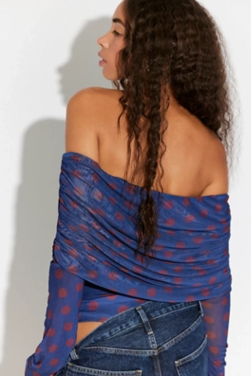 AFRM Maxine Off-The-Shoulder Mesh Bodysuit