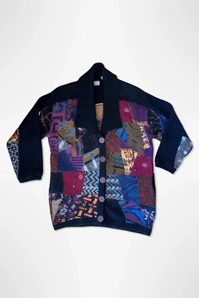 1980s Patchwork Knit Oversized Cardigan Jacket Selected By Ritual Vintage