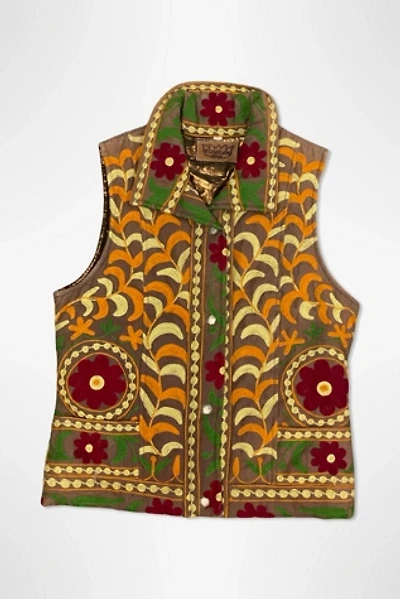 1990s Suzani Embroidered Padded Vest Selected By Ritual Vintage