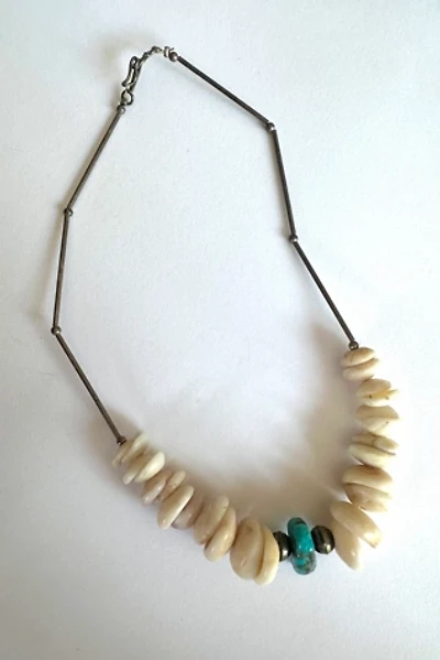 Vintage Sterling Shell and Turquoise Necklace Selected by Grievous Angel Vintage