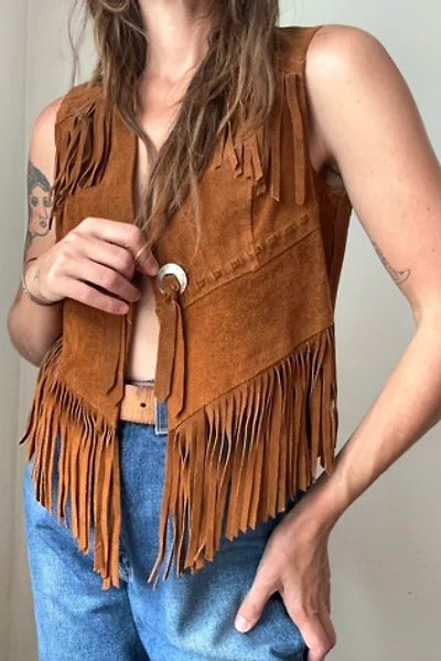 Vintage 1970s Western Suede Fringe Vest Selected by Grievous Angel Vintage